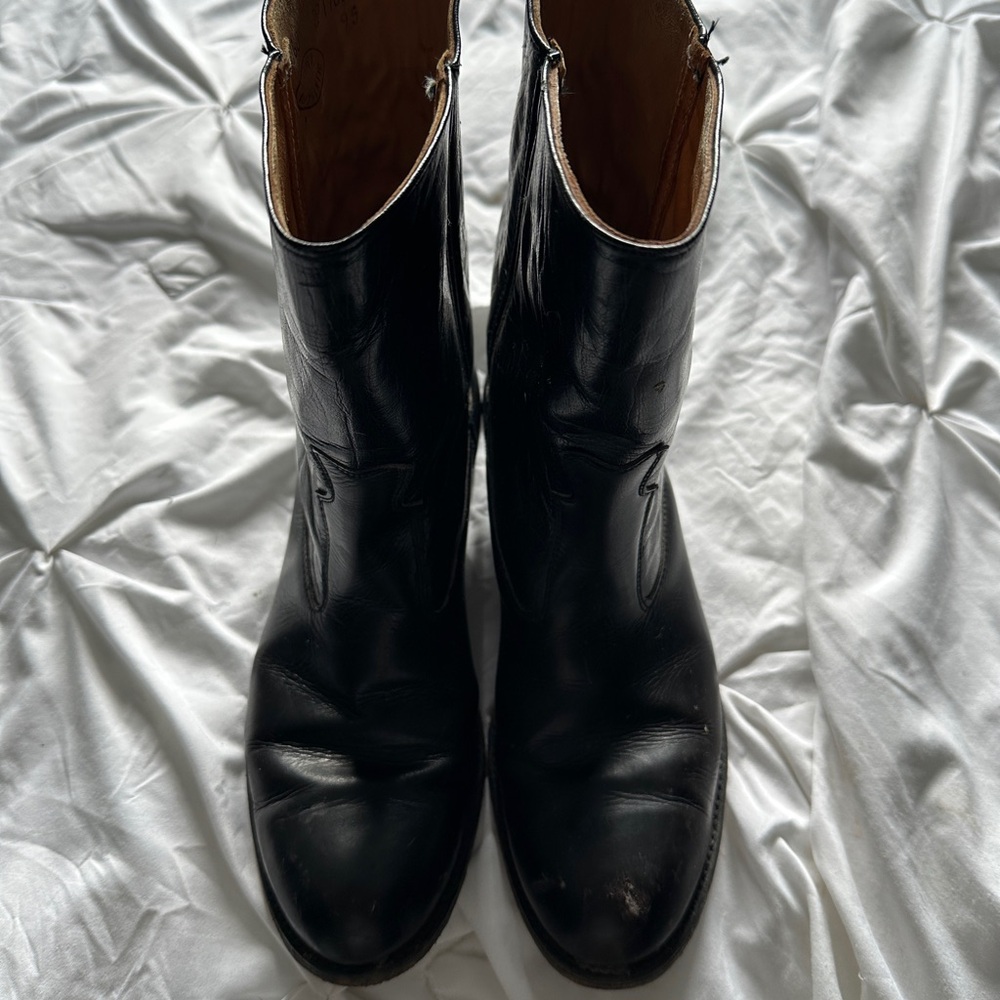 Frye Black Leather Mid-Calf Boots vintage